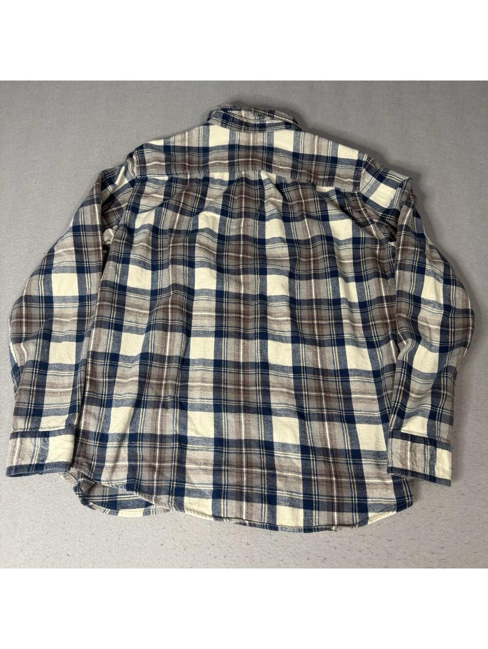 LL‎ Bean Slim Fit Flannel Shirt Men’s M Blue Brown Tartan Plaid Button Up Casual - Picture 10 of 11
